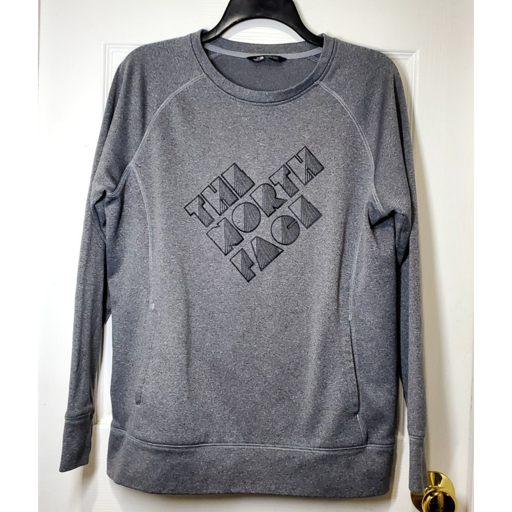The North Face Womens L Gray Trivert Logo Crewneck Sweatshirt A2THT Fleece F16